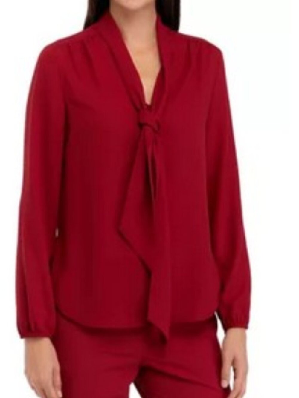 THE LIMITED Women's XL Garnet Red Tie Neck Top NWT